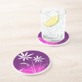 Dessous De Verre En Grès Marguerites blanches sur le pourpre (Côté)