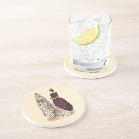 Dessous De Verre En Grès Mariage antique (Côté)