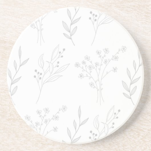 Dessous De Verre En Grès Mariage Boho Floral Argent (Devant)