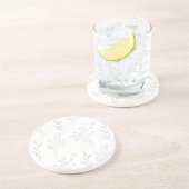 Dessous De Verre En Grès Mariage Boho Floral Argent (Côté)