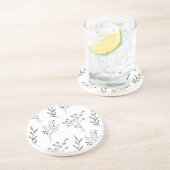 Dessous De Verre En Grès Mariage Boho Floral noir et blanc (Côté)