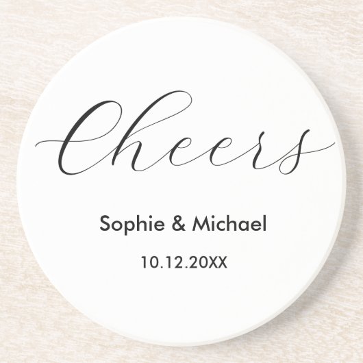 Dessous De Verre En Grès Mariage Chefs Simple Noir Blanc (Devant)