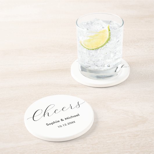 Dessous De Verre En Grès Mariage Chefs Simple Noir Blanc (Côté)