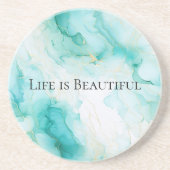 Dessous De Verre En Grès Mariage Chic Menthe Blanche Or (Devant)