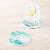 Dessous De Verre En Grès Mariage Chic Menthe Blanche Or (Côté)