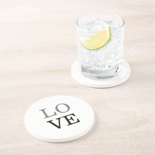 Dessous De Verre En Grès Mariage d'amour de script noir gris (Côté)