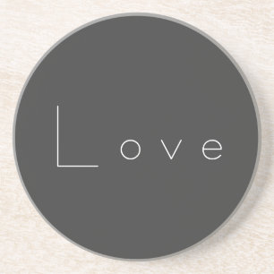Dessous De Verre En Grès Mariage d'amour gris blanc élégant