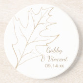 Dessous De Verre En Grès Mariage de feuilles de chêne d'automne (Devant)