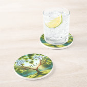 Dessous De Verre En Grès Mariage de monogramme romantique vert (Côté)