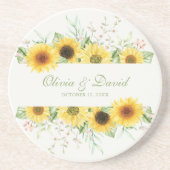 Dessous De Verre En Grès Mariage Délice de Tournesol Rustique (Devant)
