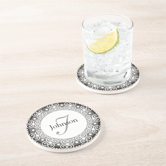 Dessous De Verre En Grès Mariage fait sur commande de monogramme (Côté)