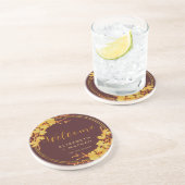 Dessous De Verre En Grès Mariage floral de Bourgogne et d'or (Côté)