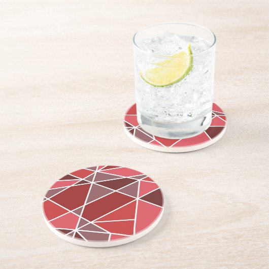 Dessous De Verre En Grès Mariage Géométrique Élégant (Côté)