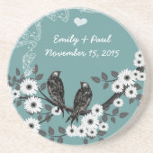 Dessous De Verre En Grès Mariage Inséparable forestier enchanté (Devant)