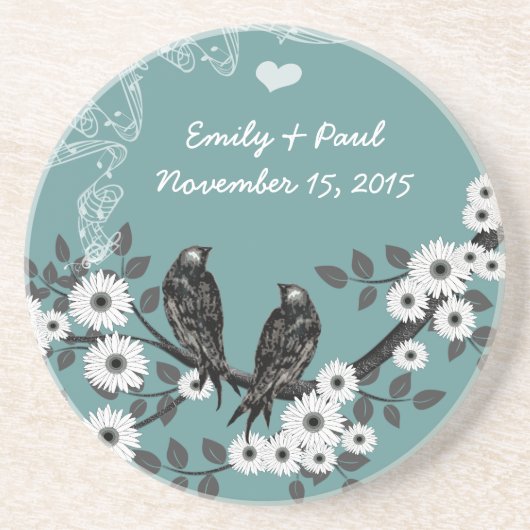 Dessous De Verre En Grès Mariage Inséparable forestier enchanté (Devant)