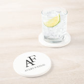 Dessous De Verre En Grès Mariage Monogram noir et blanc Elegant invité (Côté)