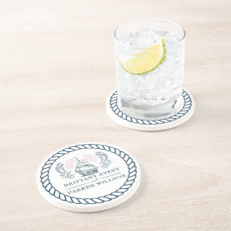 Dessous De Verre En Grès Mariage nautique moderne personnalisé