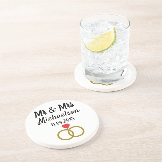 Dessous De Verre En Grès Mariage personnalisé (Côté)
