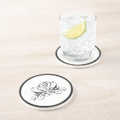 Dessous De Verre En Grès Mariage Rose noir Calligraphie (Côté)