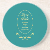 Dessous De Verre En Grès Mariage Rose turquoise Enregistrer la date (Devant)