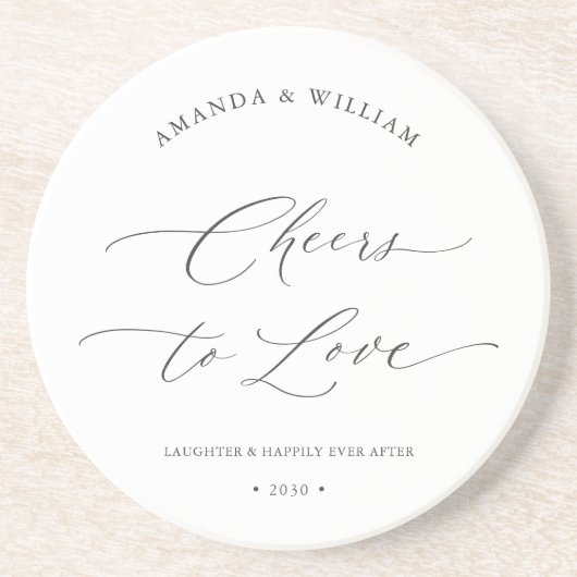 Dessous De Verre En Grès mariage "Salut à l'amour" (Devant)