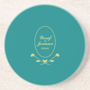 Dessous De Verre En Grès Mariage turquoise et Gold