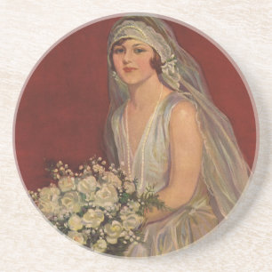 Dessous De Verre En Grès Mariage Vintage, Portrait de Mariée Victorienne