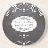 Dessous De Verre En Grès Mariages à la typographie sur tableau noir (Devant)