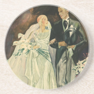 Dessous De Verre En Grès Mariée et mariée Mariage Art déco vintage mariée e