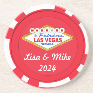 Dessous De Verre En Grès Mariés à Las Vegas Tapis de Puces- Texte éditable