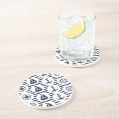 Dessous De Verre En Grès Maritime dans le motif bleu (Côté)