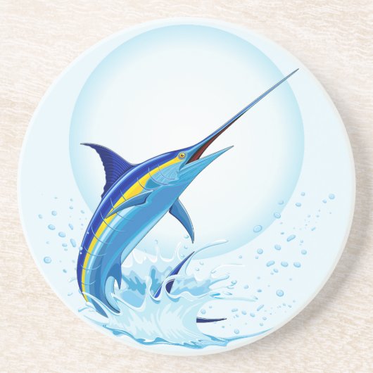 Dessous De Verre En Grès Marlin bleu sautant hors de l'océan (Devant)