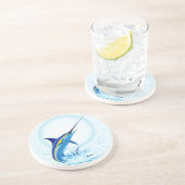 Dessous De Verre En Grès Marlin bleu sautant hors de l'océan (Côté)