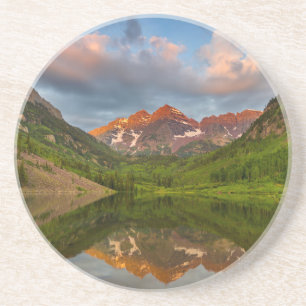 Dessous De Verre En Grès Maroon Bells se reflètent dans le lac Maroon calme