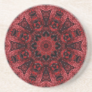 Dessous De Verre En Grès maroon marocain bohème mandala bordeaux