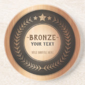 Dessous De Verre En Grès MÉDAILLE DIY IMPRESSION PERSONNALISÉE Bronze Champ (Devant)