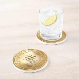 Dessous De Verre En Grès Médaille d'or réaliste 3D personnalisable et modif