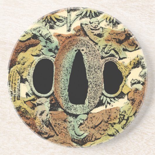 Dessous De Verre En Grès Médaillon asiatique doré par Vision Studio (Devant)