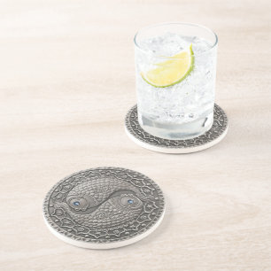 Dessous De Verre En Grès Médaillon de Poissons