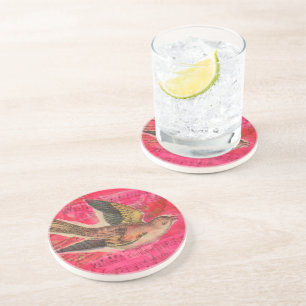 Dessous De Verre En Grès Média mixte d'oiseaux Vintages