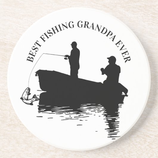 Dessous De Verre En Grès Meilleur grand-père de pêche Fête des pères jamais (Devant)