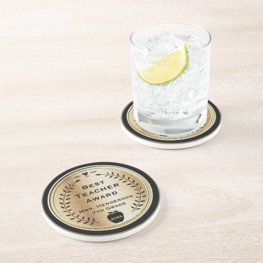 Dessous De Verre En Grès Meilleur prix d'enseignant or avec noir (Côté)