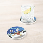 Dessous De Verre En Grès Mème de Noël drôle de renne qui regarde par-dessus (Côté)