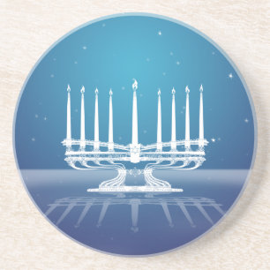 Dessous De Verre En Grès Menorah illuminé par les étoiles II