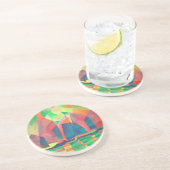 Dessous De Verre En Grès Mer de vert avec des joncs Abstraits cubes (Côté)