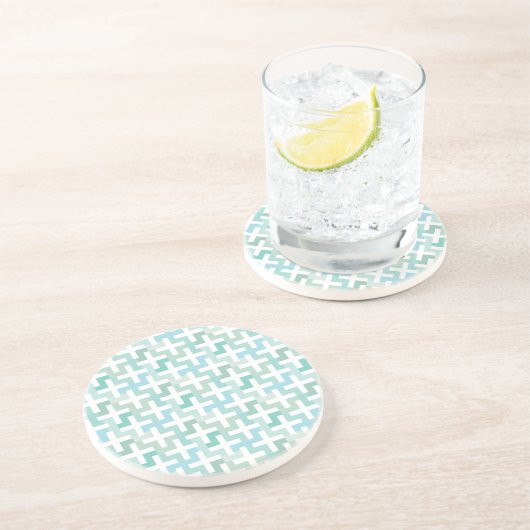 Dessous De Verre En Grès Mer vert géométrique (Côté)