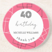 Dessous De Verre En Grès Merci moderne rose géométrique (Devant)