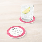 Dessous De Verre En Grès Merci moderne rose géométrique (Côté)