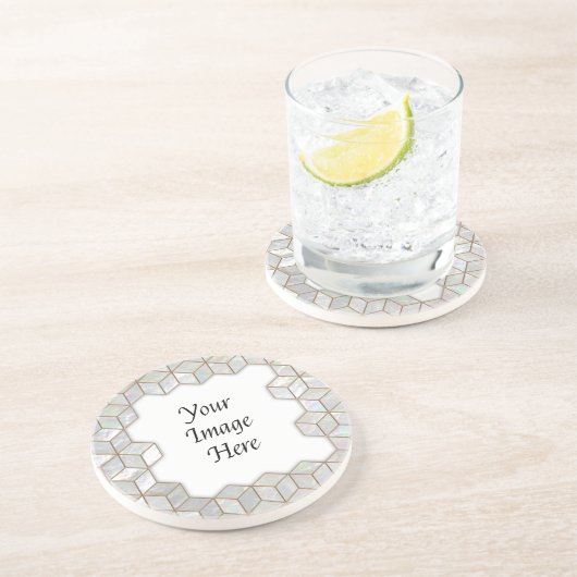 Dessous De Verre En Grès Mère De Carreaux De Perle Cadre (Côté)