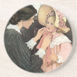 Dessous De Verre En Grès Mère et enfant vintage par Jessie Willcox Smith